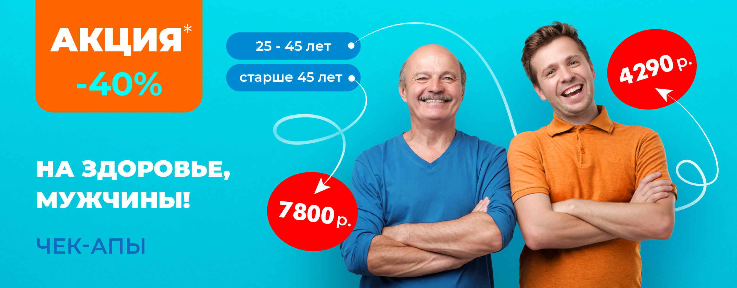 Чек-апы для мужчин со скидкой 40%